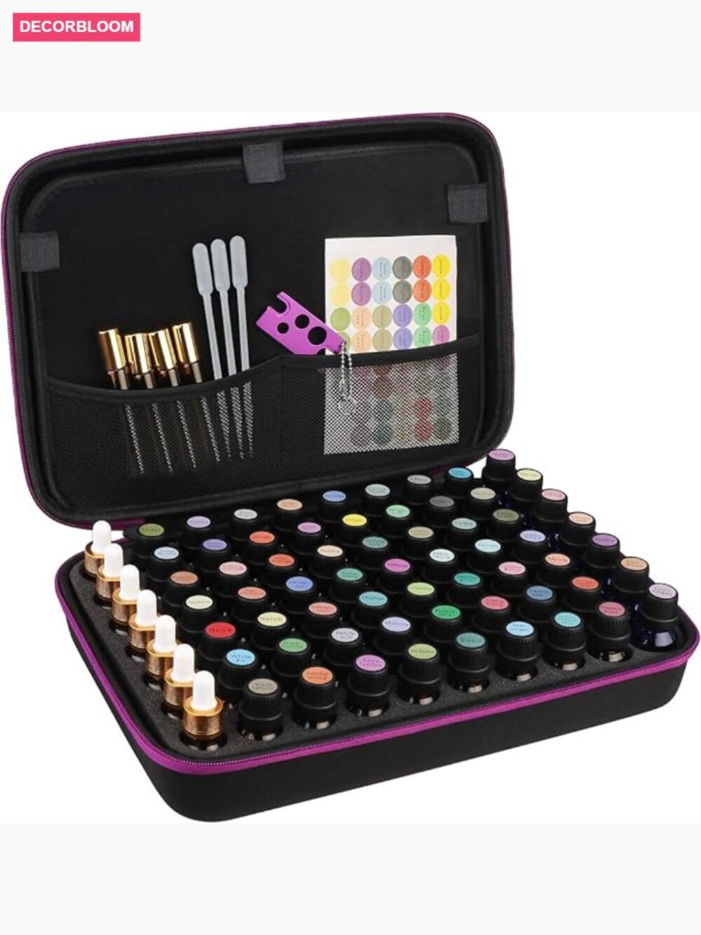 Essential Oil Storage Case Holds 70 Bottles Travel Organizer Bag with Labels &